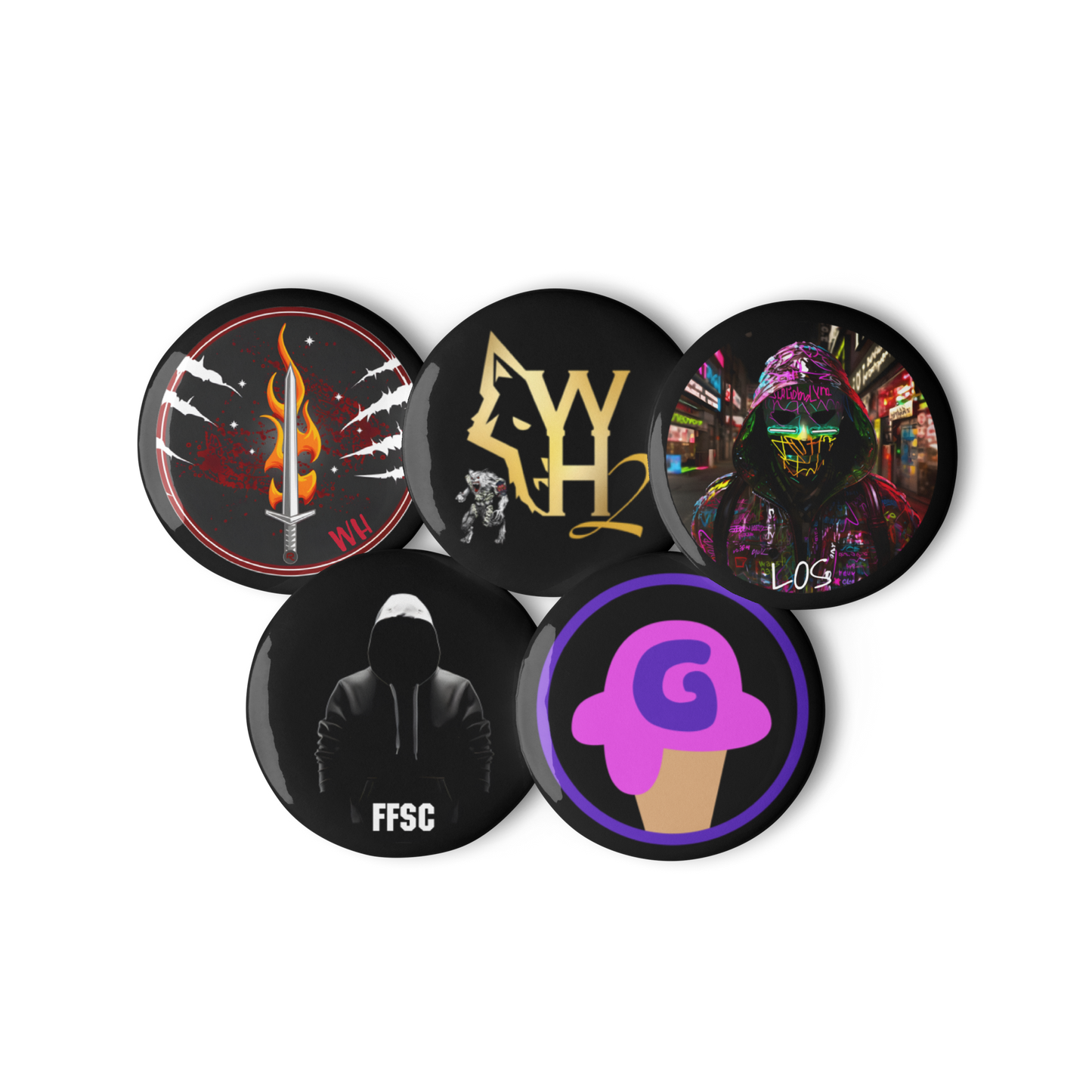 Gelotto, WH, FFSC, LOS Set of pin buttons (black)