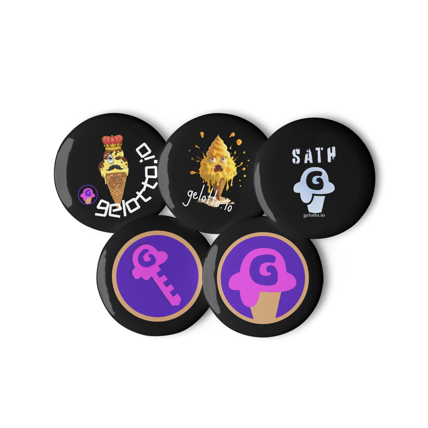 Gelotto, GKEY, SATH, Mostro, Series 1 Set of pin buttons (black)