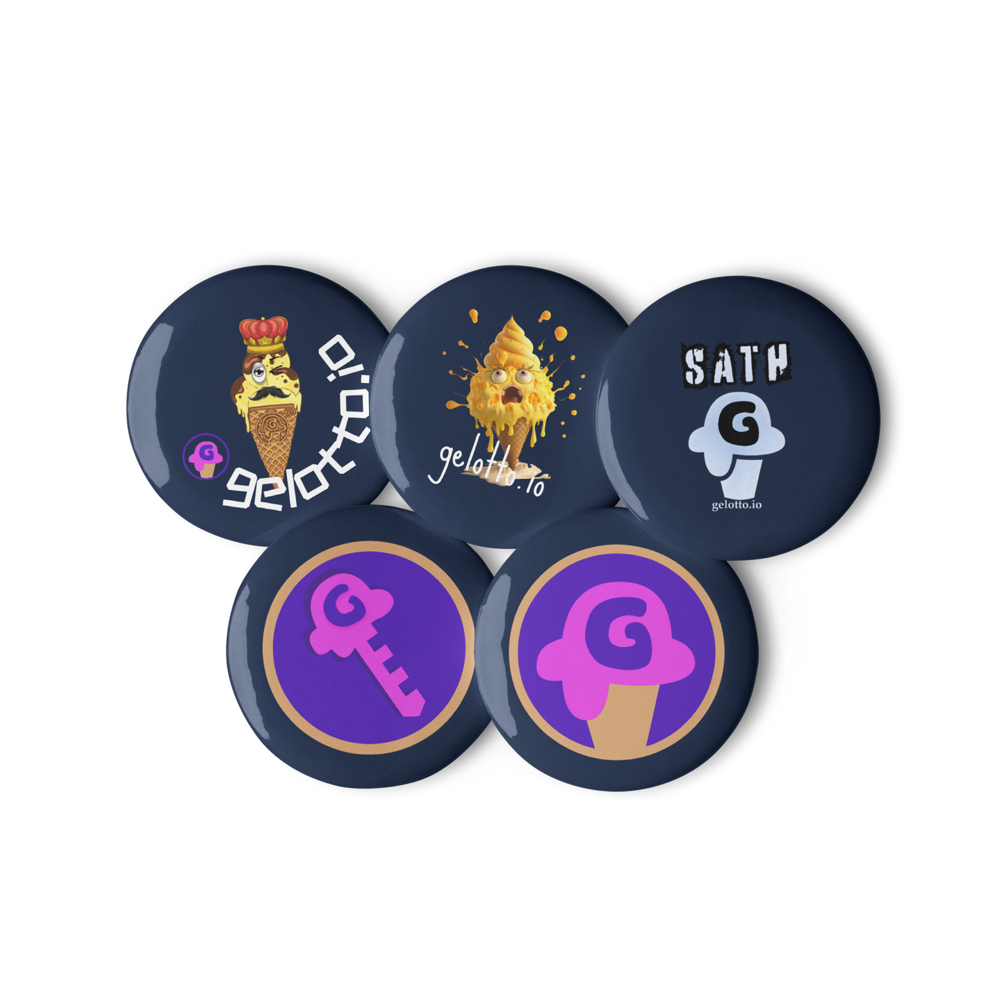 Gelotto, GKEY, SATH, Mostro, Series 1 Set of pin buttons (dark blue)
