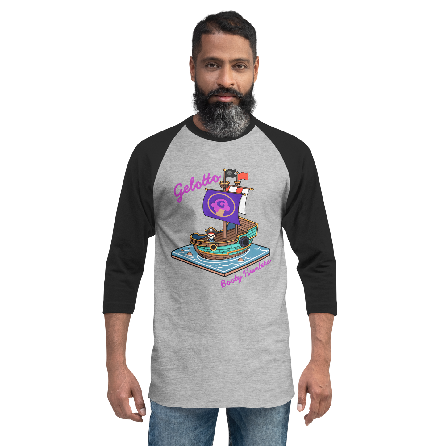 Gelotto Booty Hunter 3/4 sleeve raglan shirt