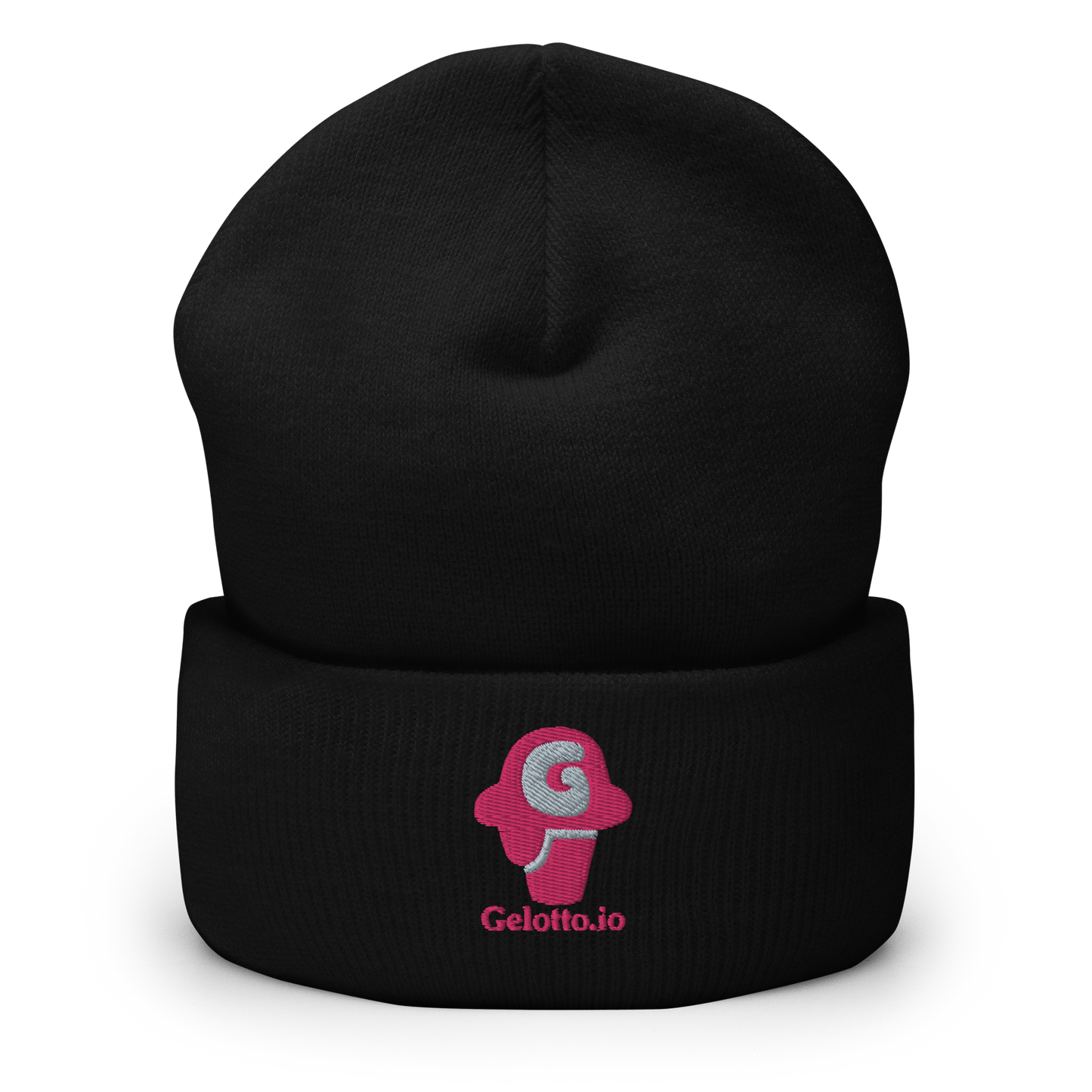Gelotto logo Cuffed Beanie (pink logo)