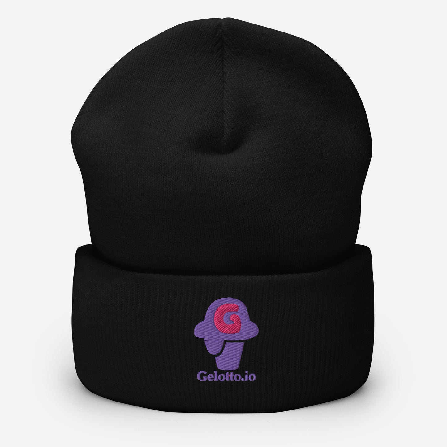 Gelotto logo Cuffed Beanie (purple and pink logo)