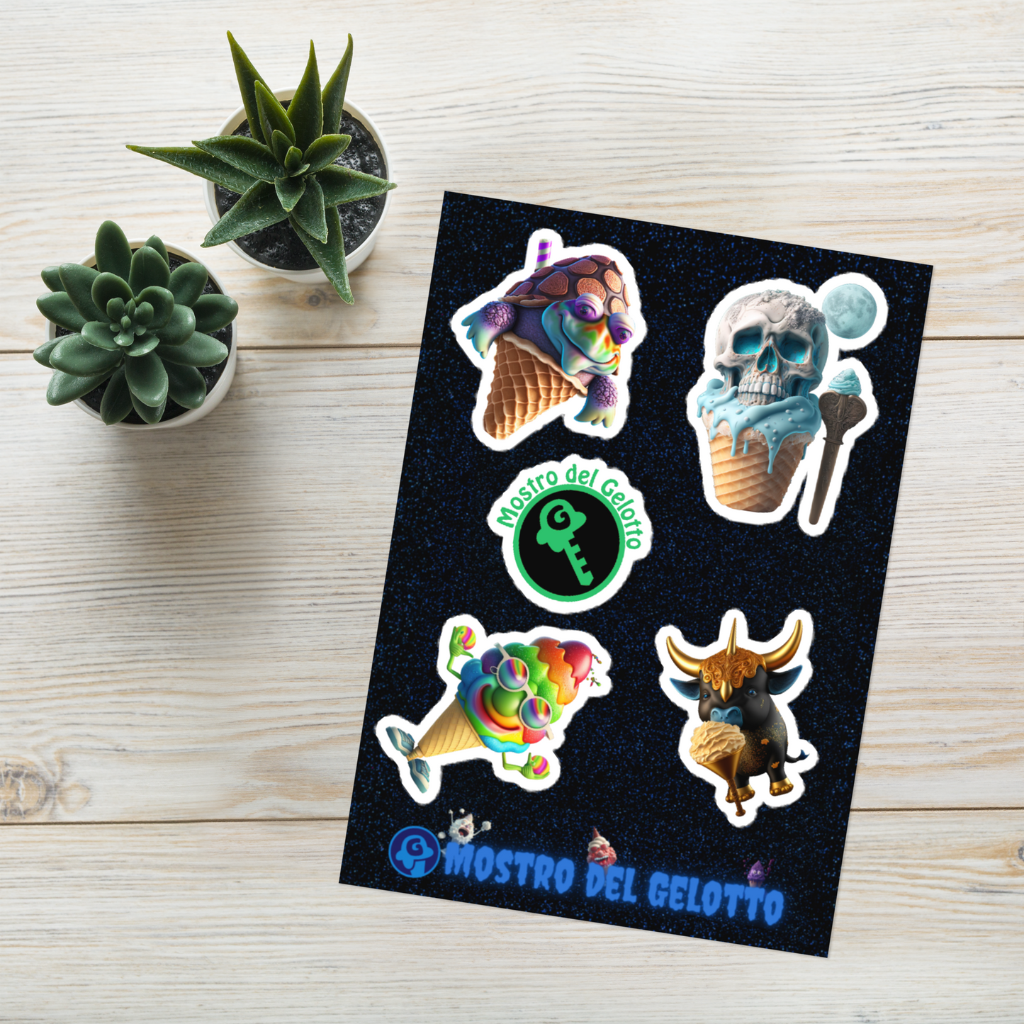 Mostro del Gelotto NFT Sticker sheet (blue and black)