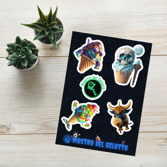 Mostro del Gelotto NFT Sticker sheet (blue and black)