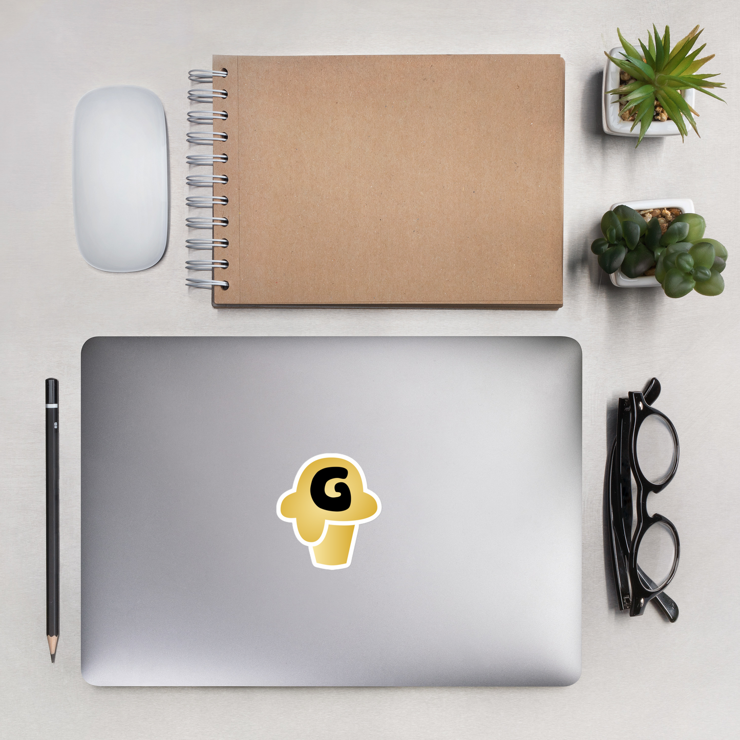 Gelotto logo Bubble-free stickers (gold and black logo)