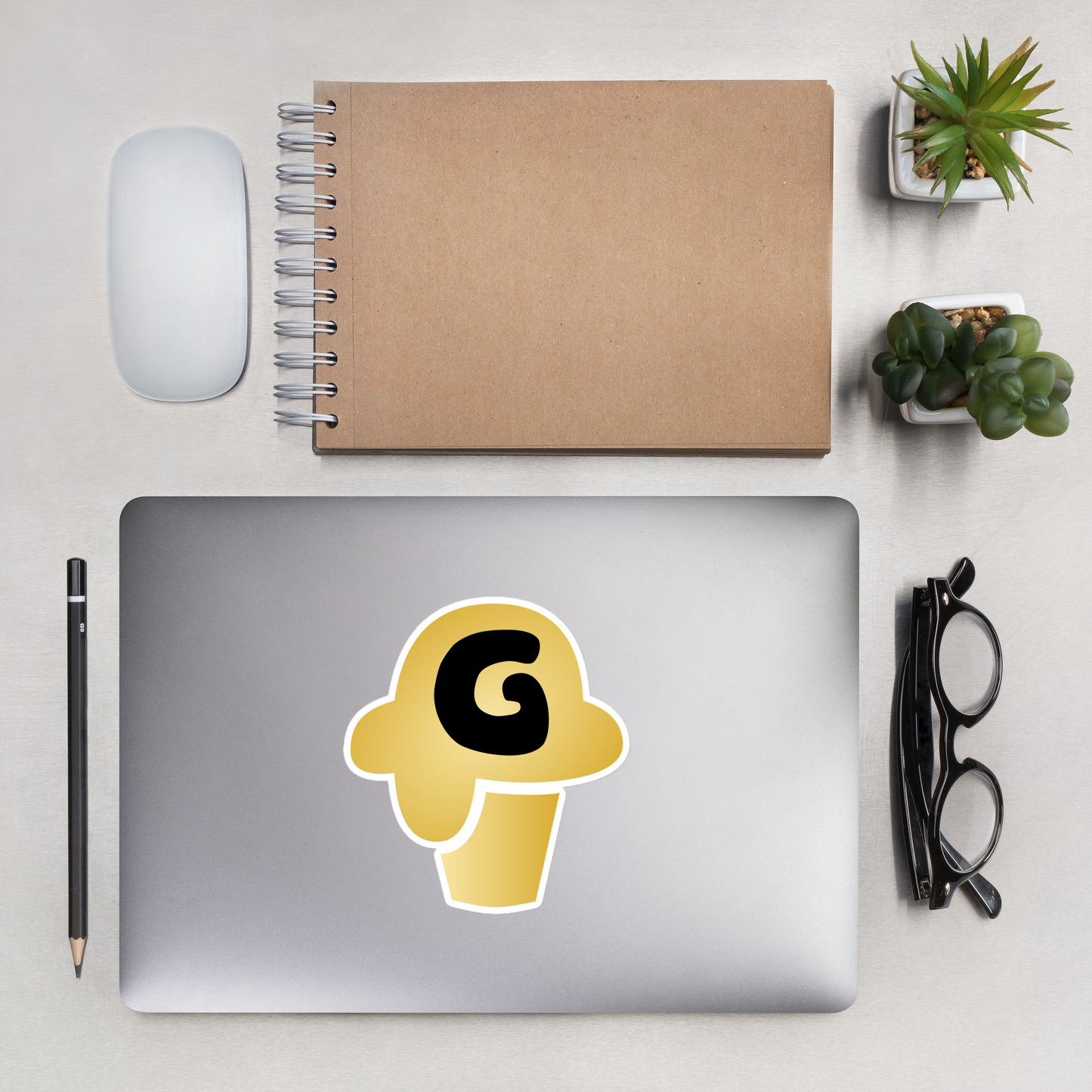 Gelotto logo Bubble-free stickers (gold and black logo)