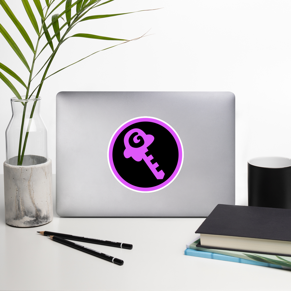 Gkey logo bubble-free stickers (pink and black logo)