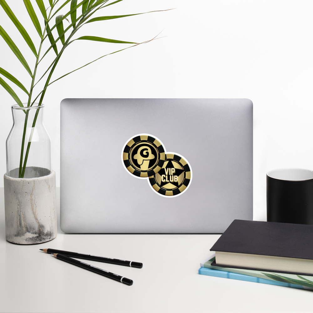Gelotto logo / VIP Club bubble-free stickers (gold and black logo)