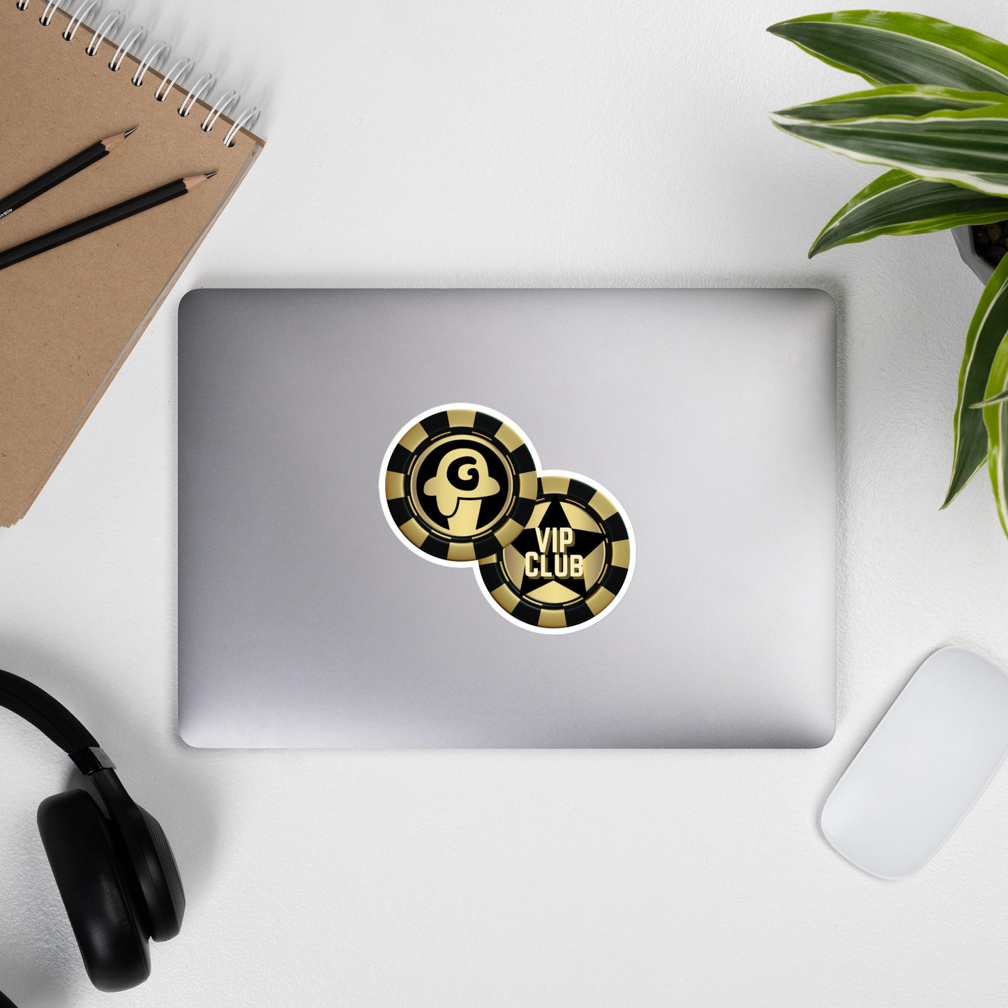 Gelotto logo / VIP Club bubble-free stickers (gold and black logo)