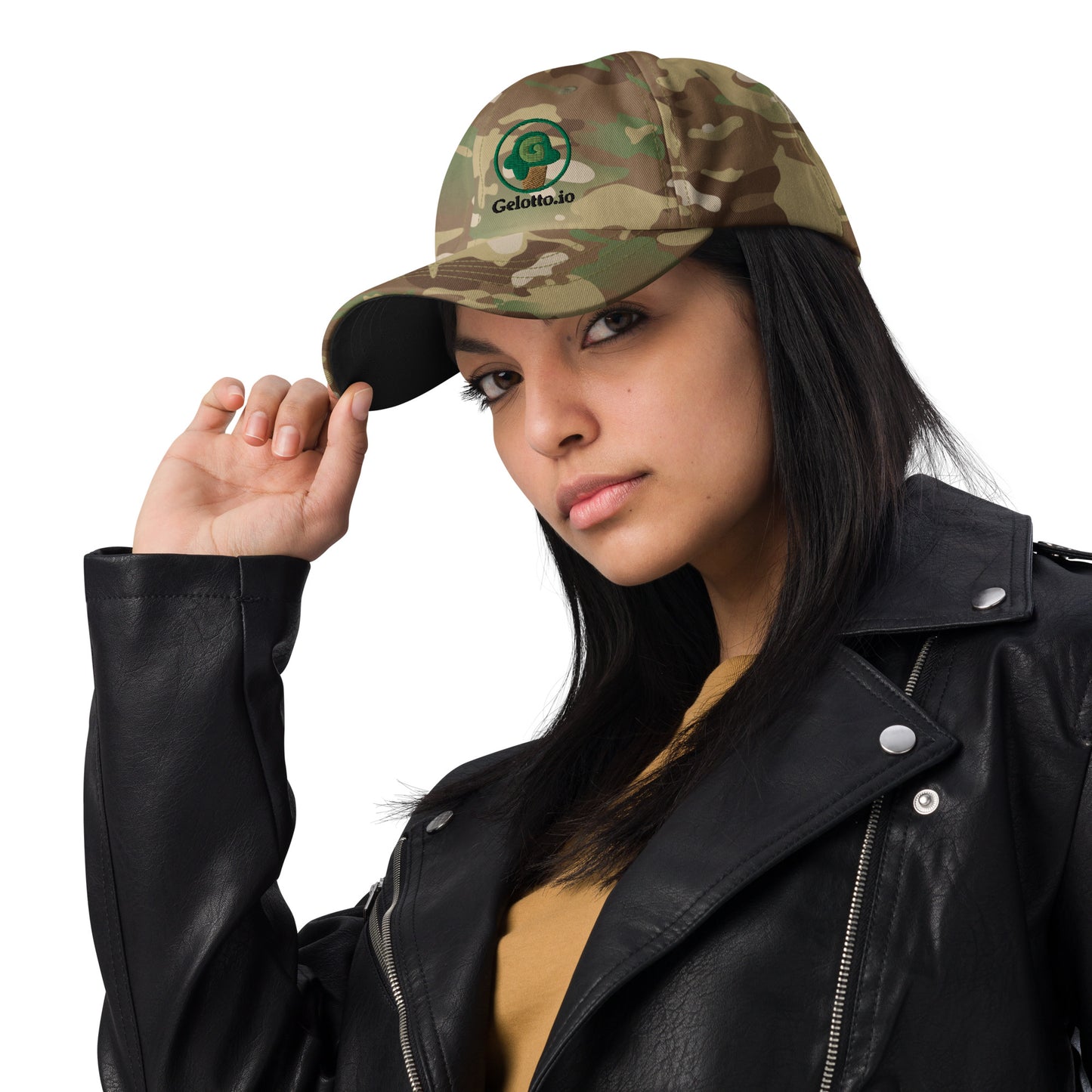 Gelotto logo Multicam Dad hat (green and black logo)