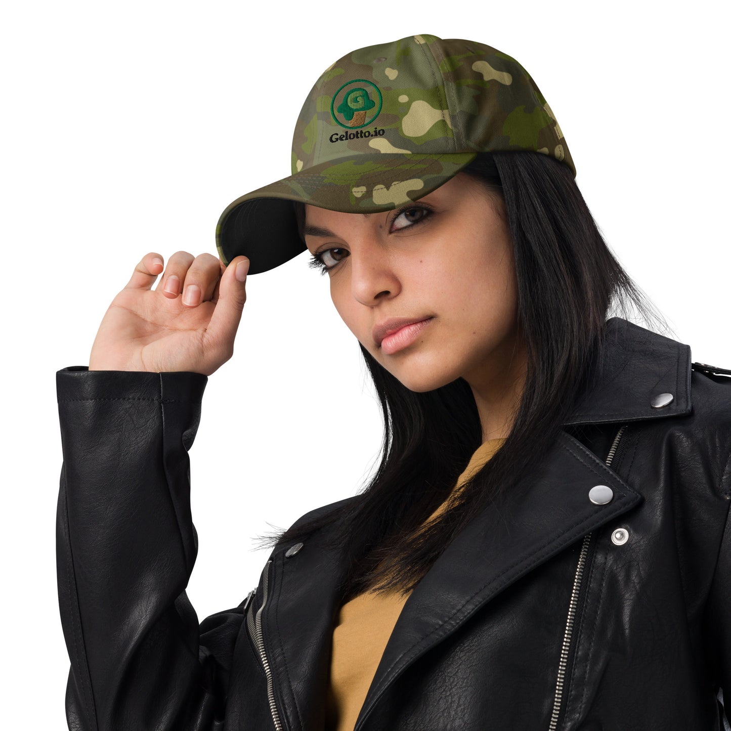 Gelotto logo Multicam Dad hat (green and black logo)