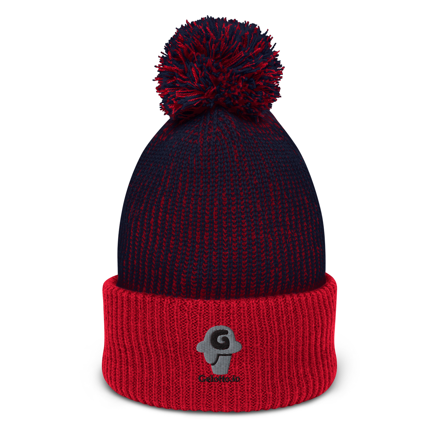 Gelotto logo Oversized Pom-Pom Beanie (grey and black logo)
