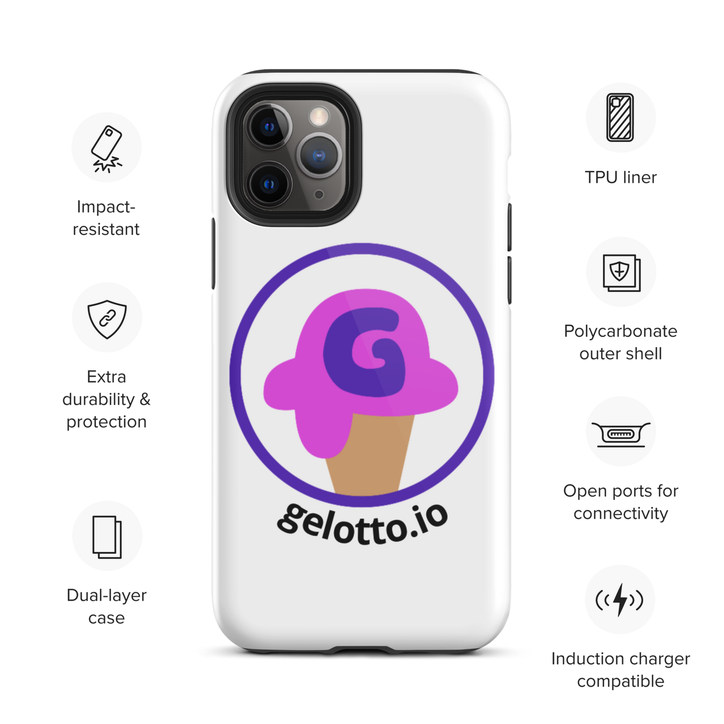 Gelotto logo Tough iPhone case (OG logo)