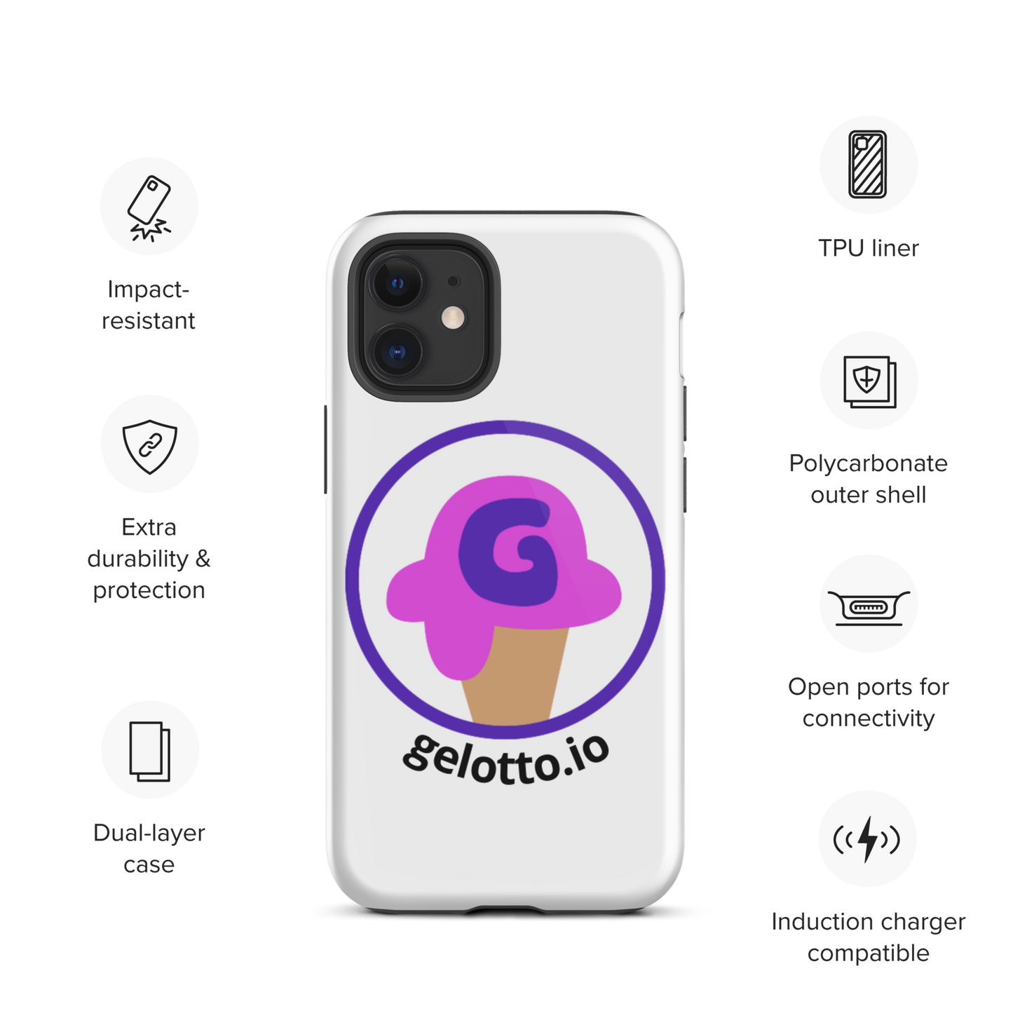 Gelotto logo Tough iPhone case (OG logo)
