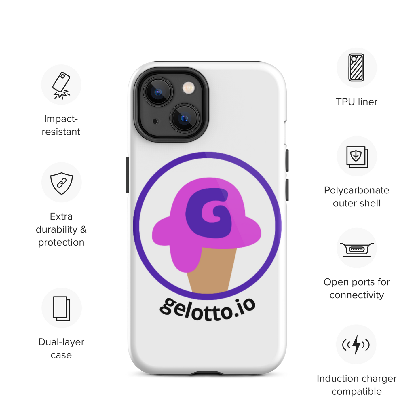 Gelotto logo Tough iPhone case (OG logo)