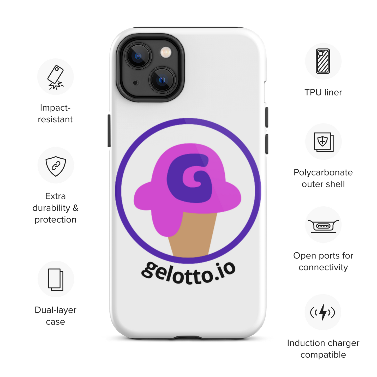 Gelotto logo Tough iPhone case (OG logo)