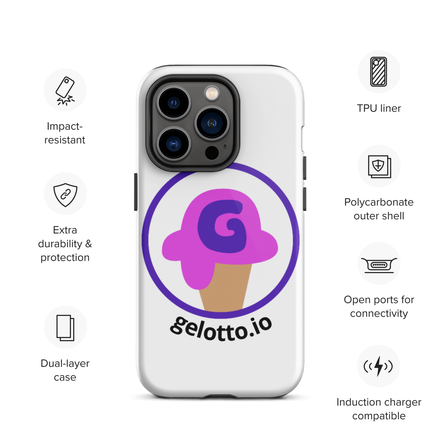 Gelotto logo Tough iPhone case (OG logo)