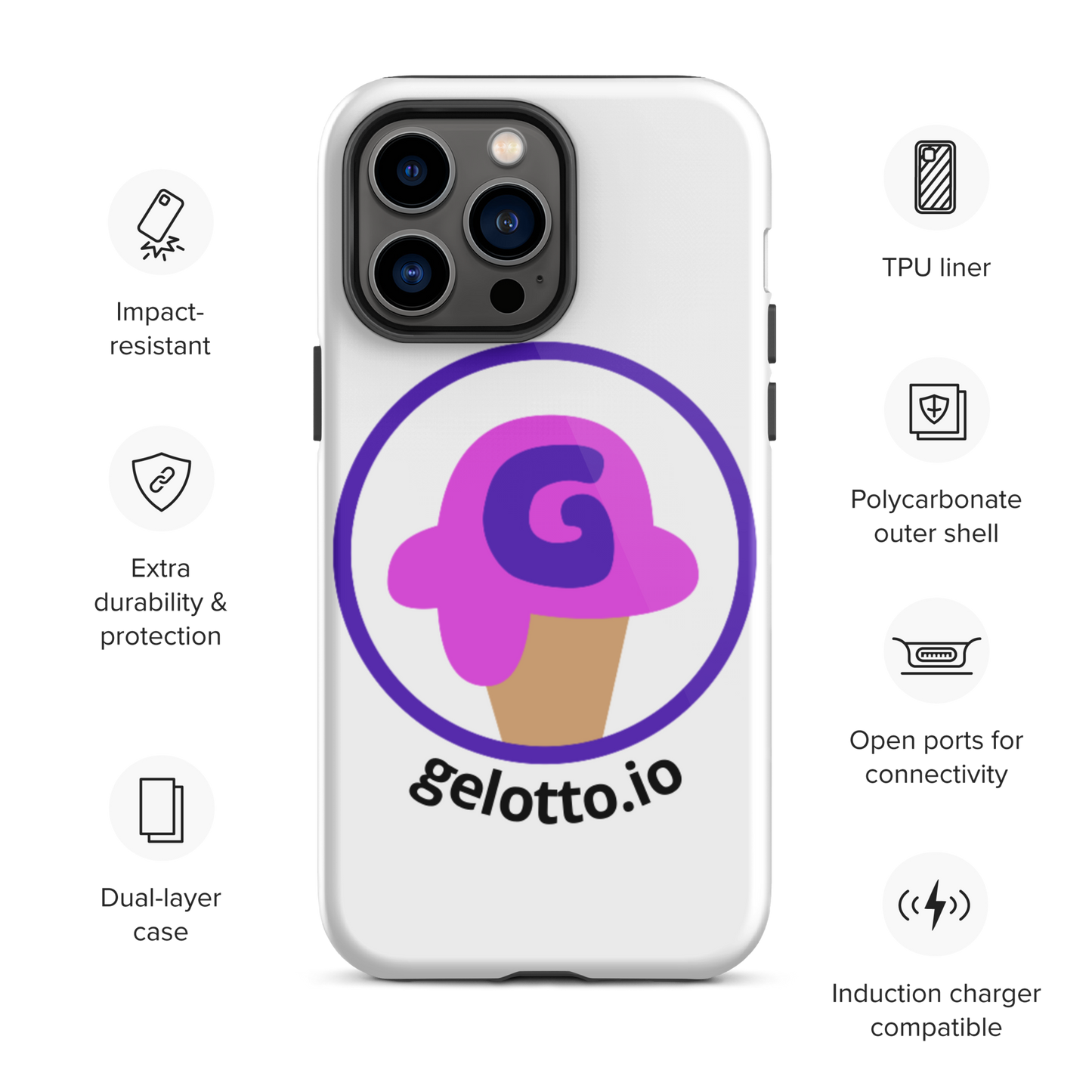 Gelotto logo Tough iPhone case (OG logo)