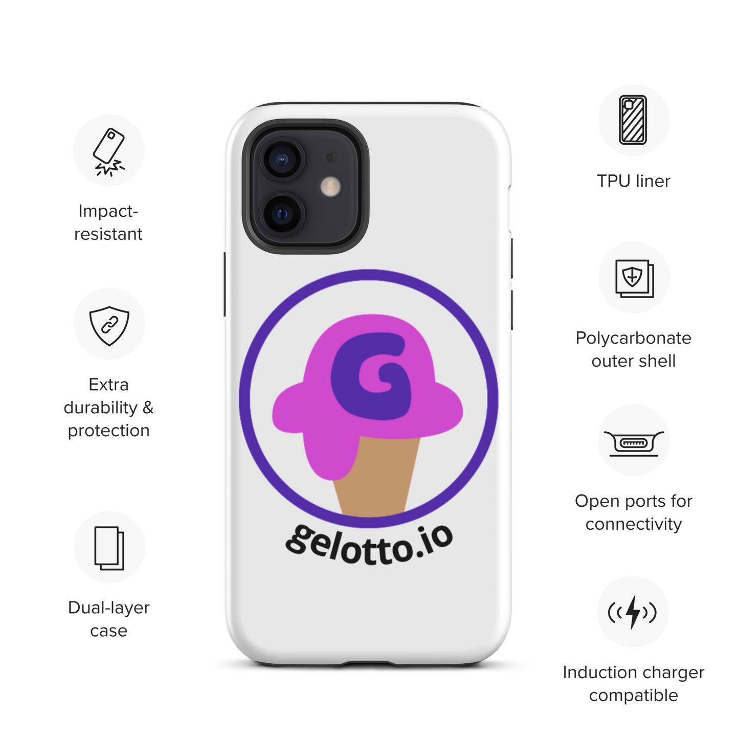 Gelotto logo Tough iPhone case (OG logo)