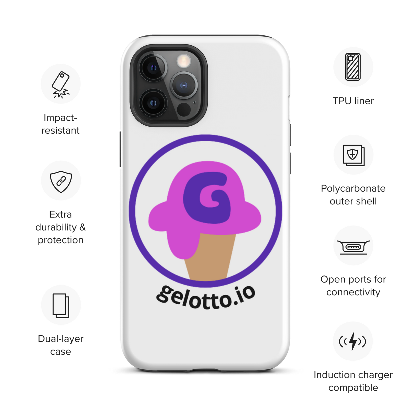 Gelotto logo Tough iPhone case (OG logo)
