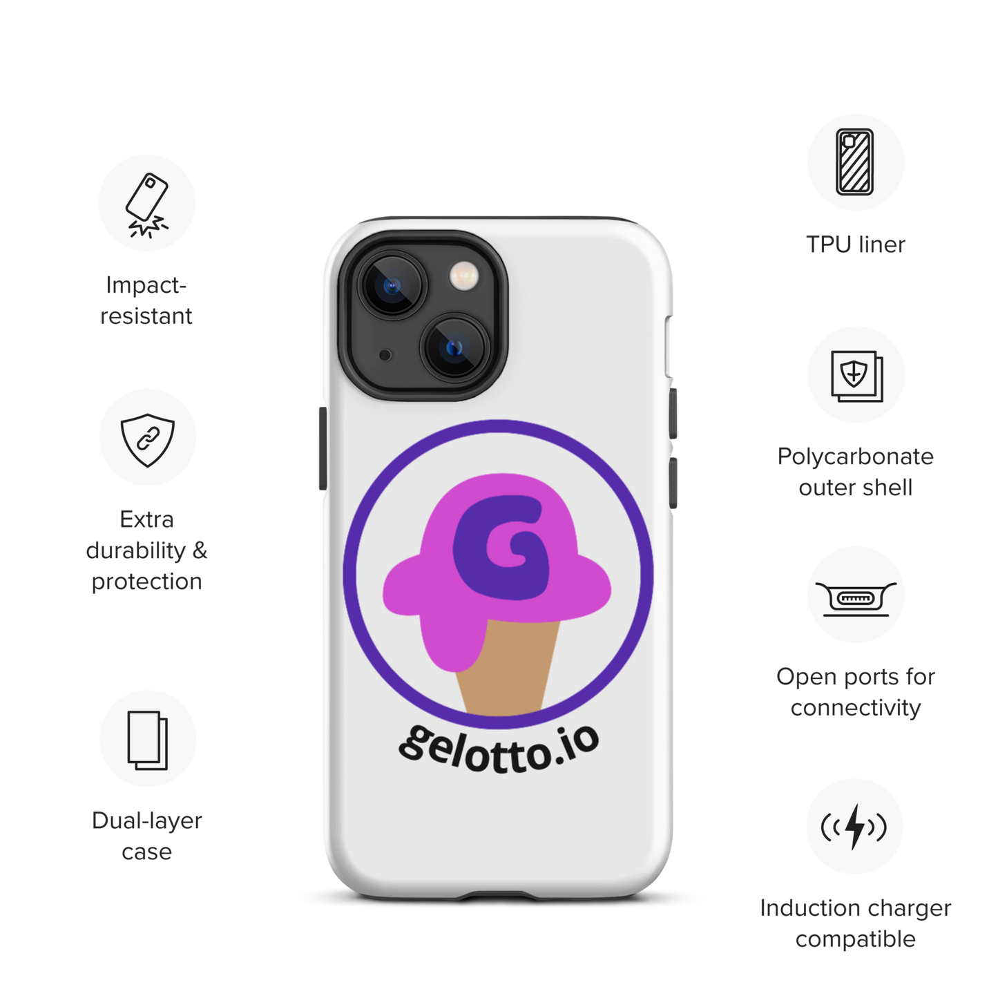 Gelotto logo Tough iPhone case (OG logo)