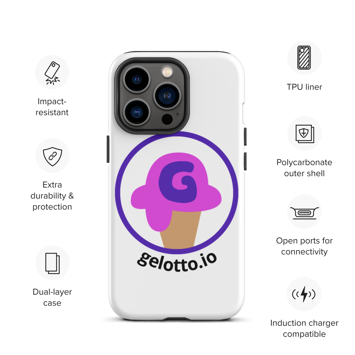 Gelotto logo Tough iPhone case (OG logo)