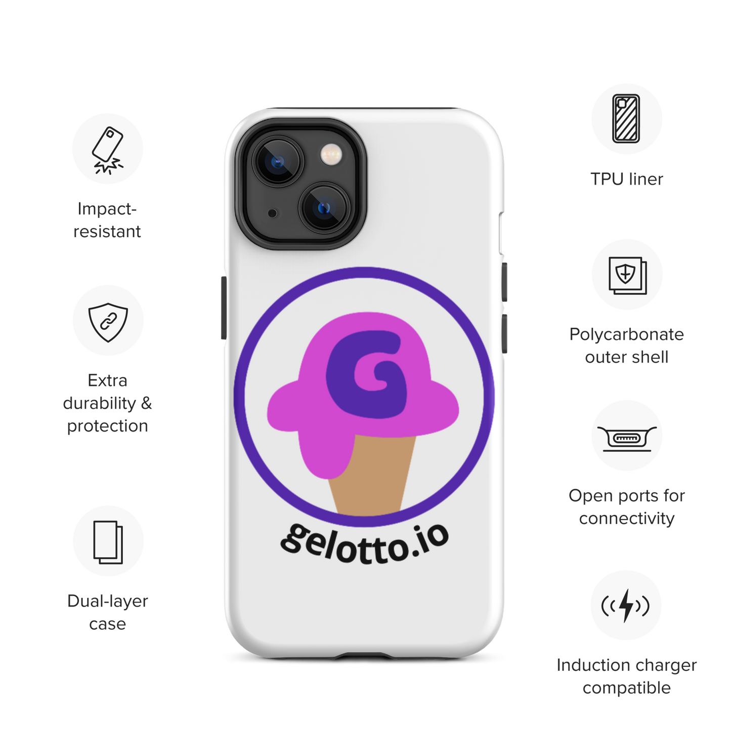 Gelotto logo Tough iPhone case (OG logo)