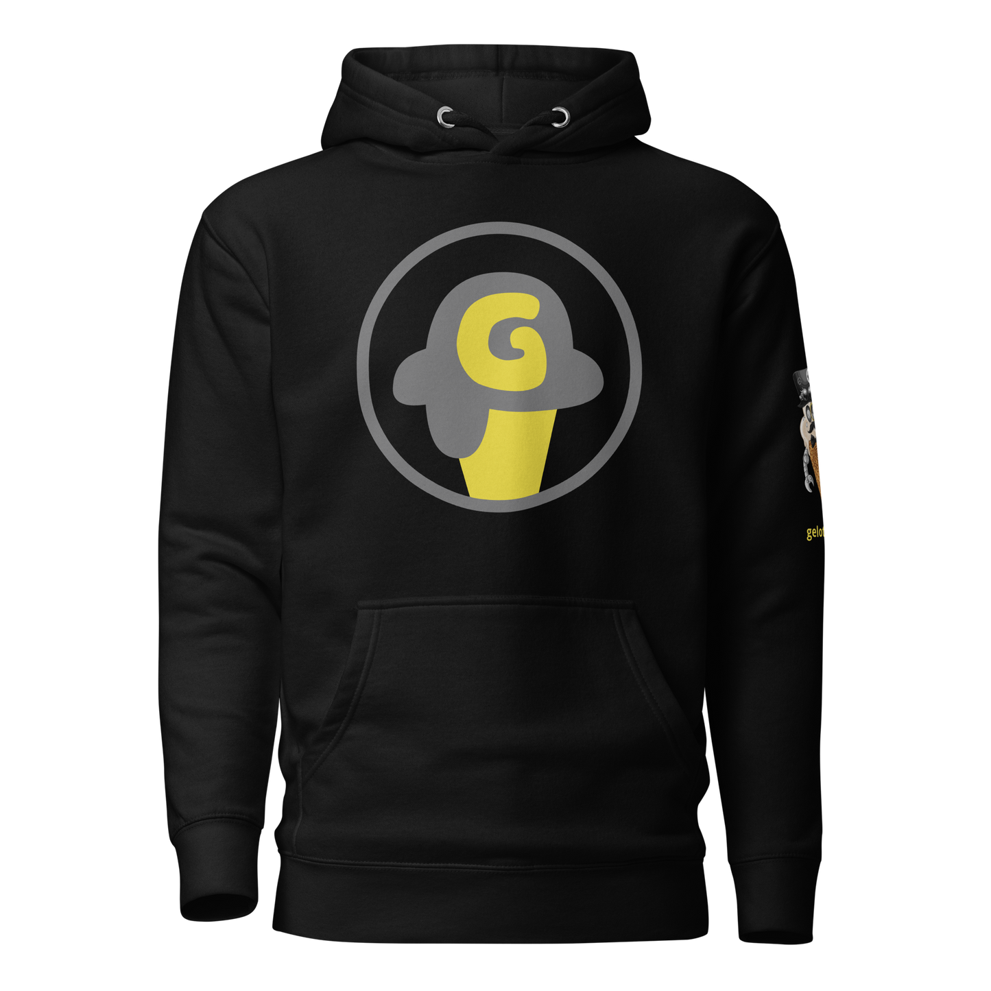 Series 1 NFT / Gelotto logo Unisex Hoodie (grey and yellow logo)