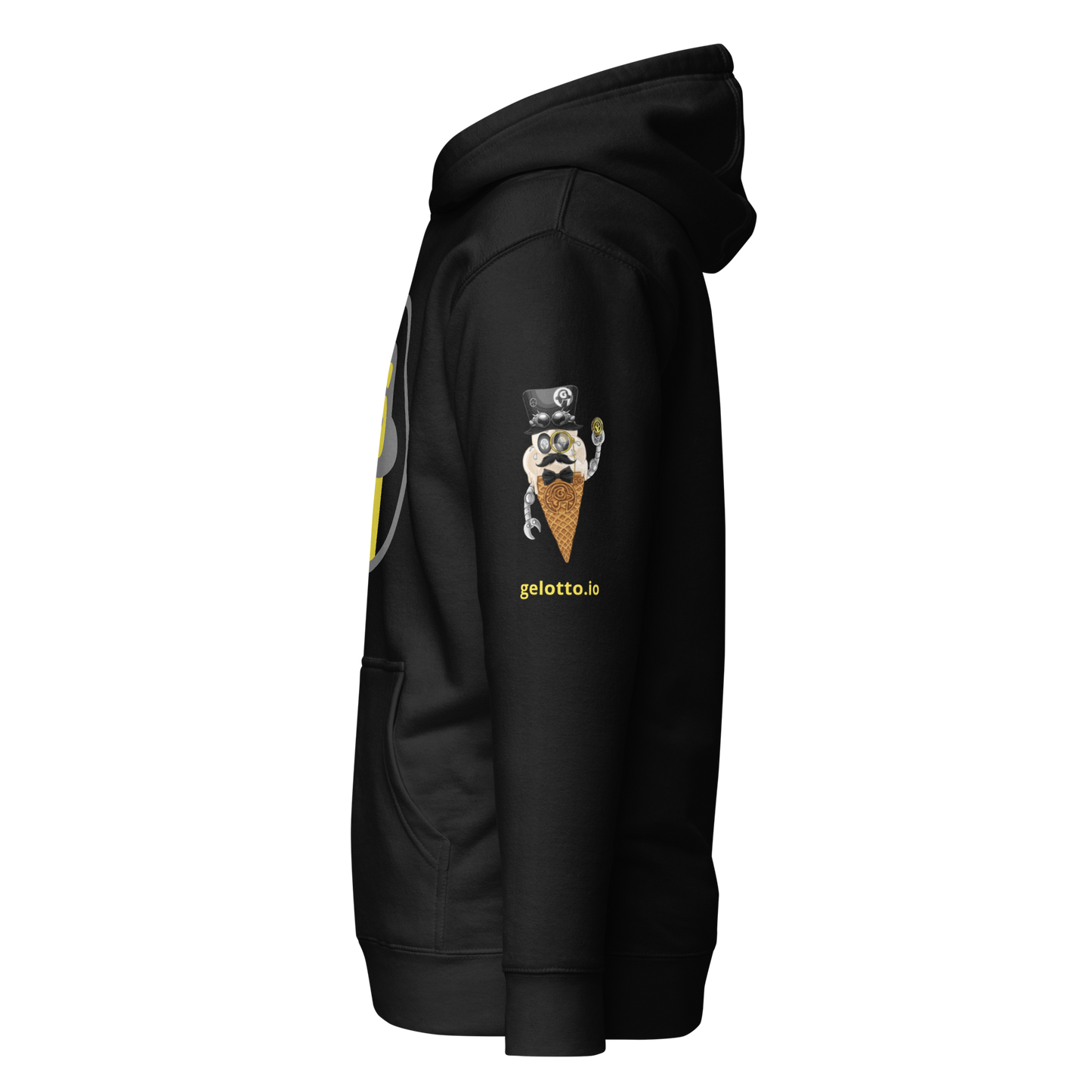 Series 1 NFT / Gelotto logo Unisex Hoodie (grey and yellow logo)