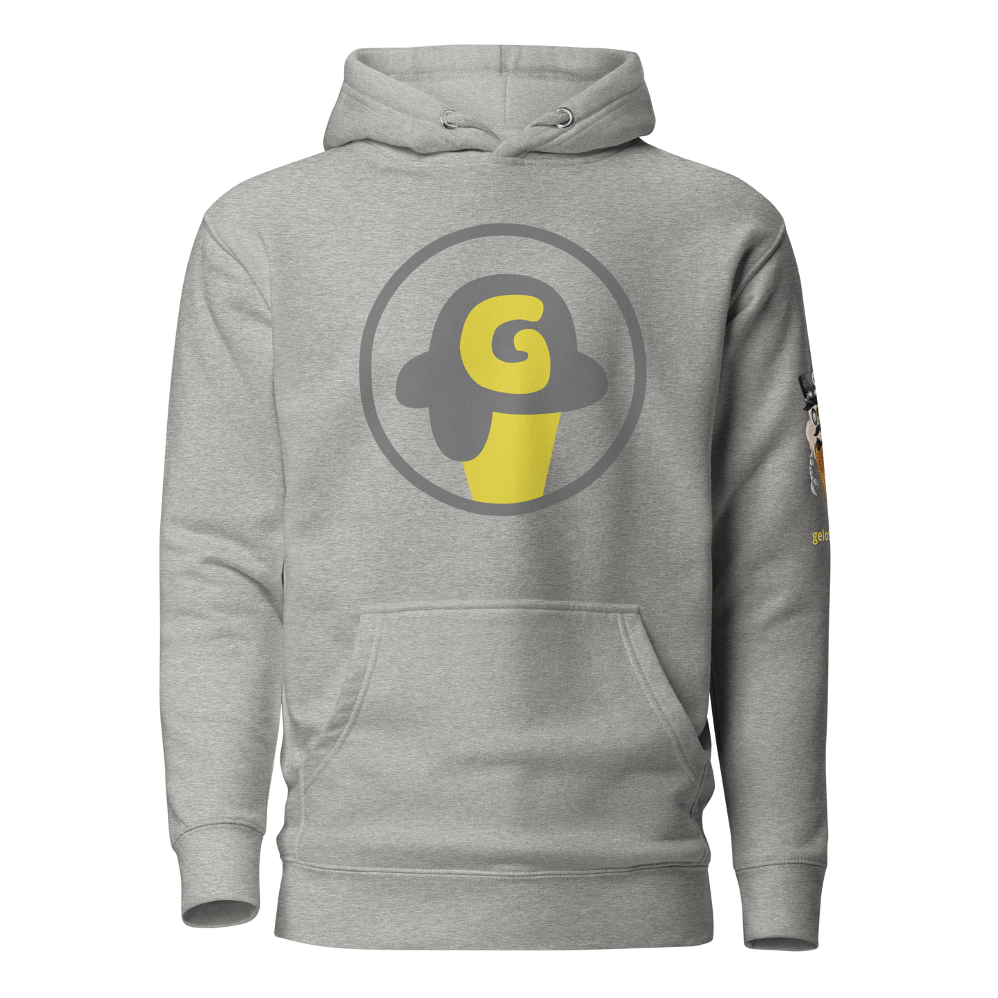 Series 1 NFT / Gelotto logo Unisex Hoodie (grey and yellow logo)