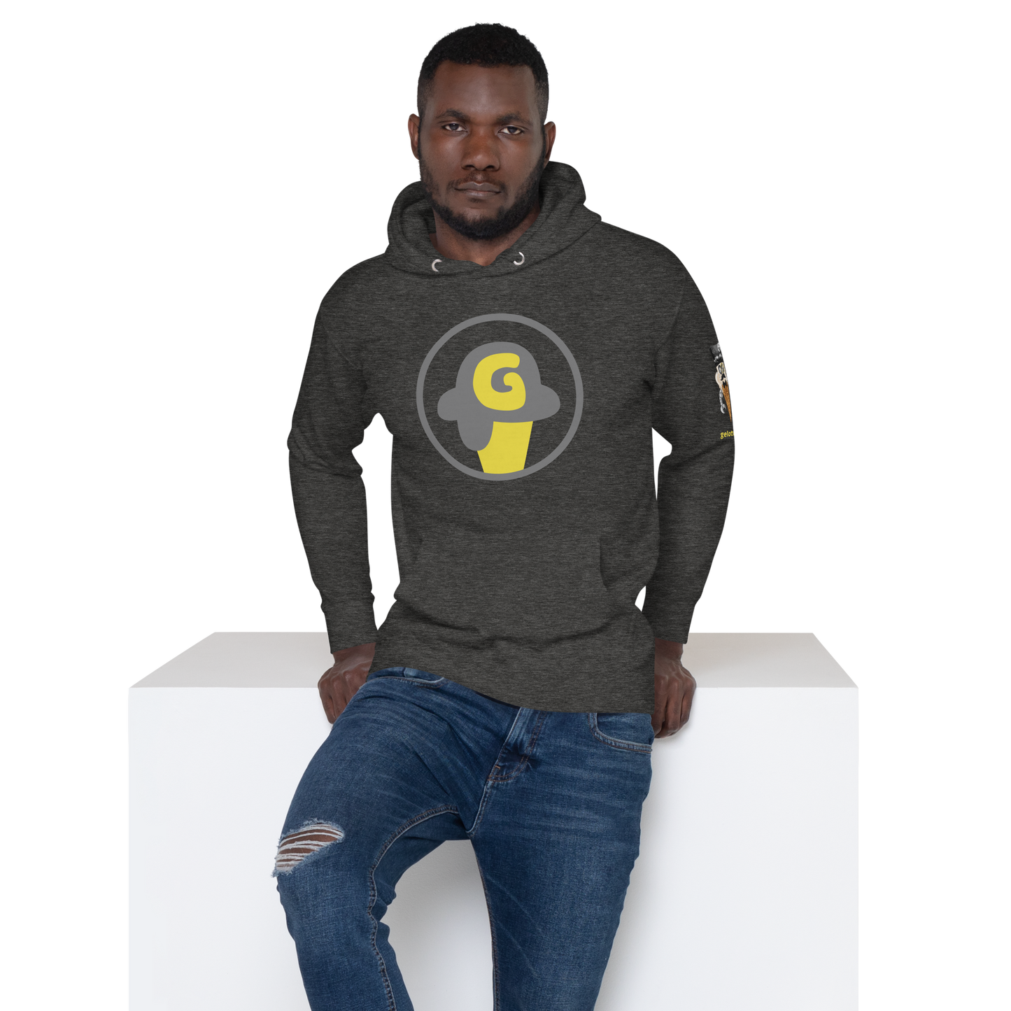 Series 1 NFT / Gelotto logo Unisex Hoodie (grey and yellow logo)