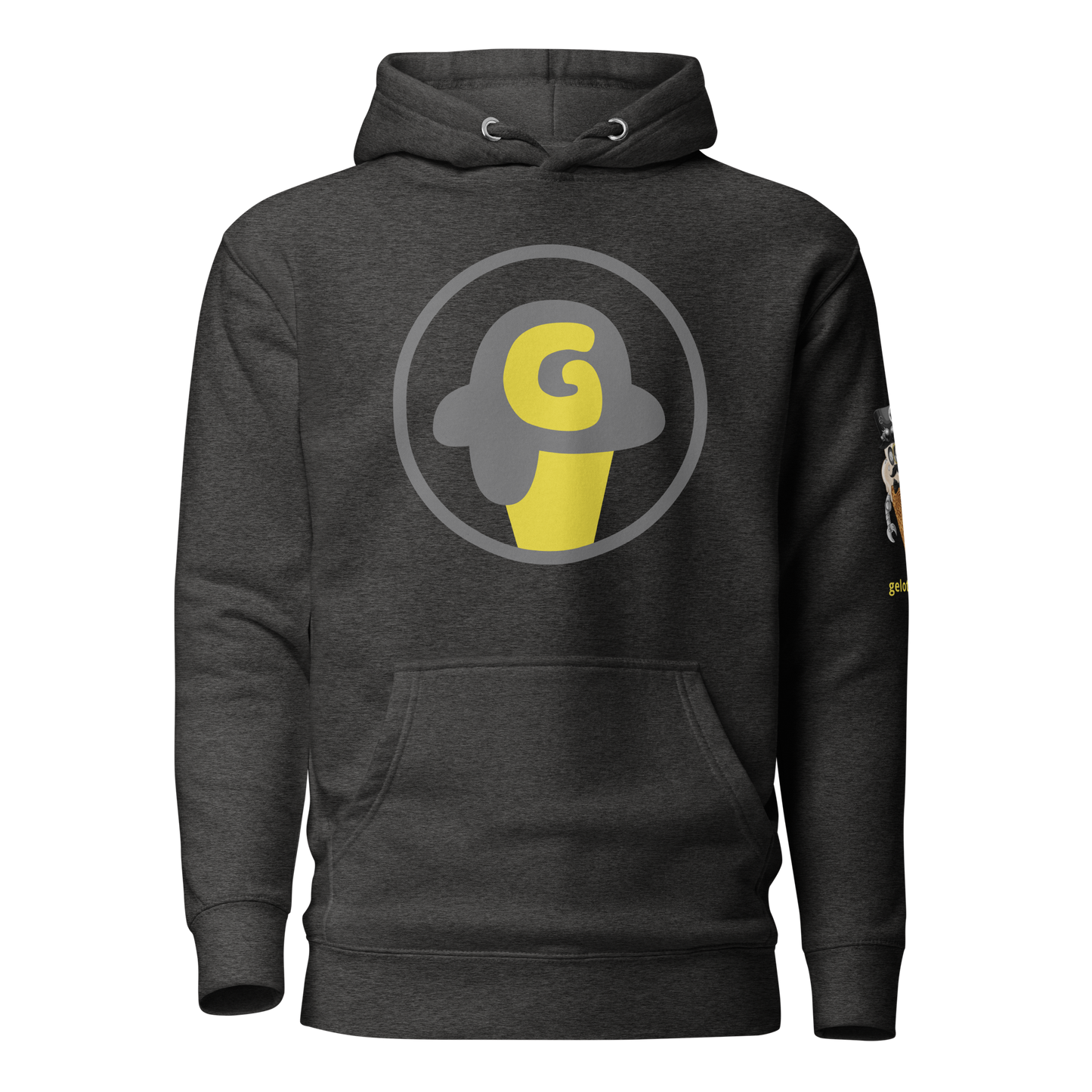 Series 1 NFT / Gelotto logo Unisex Hoodie (grey and yellow logo)