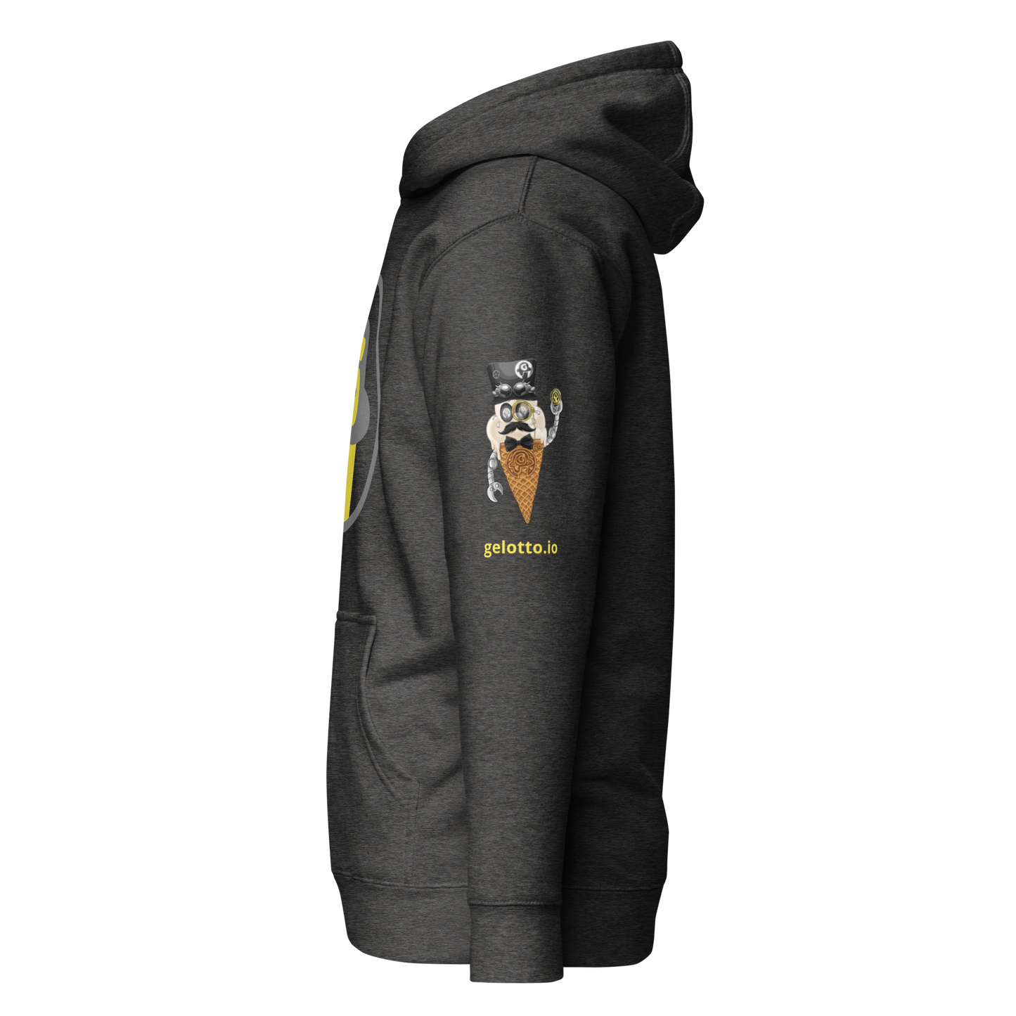 Series 1 NFT / Gelotto logo Unisex Hoodie (grey and yellow logo)