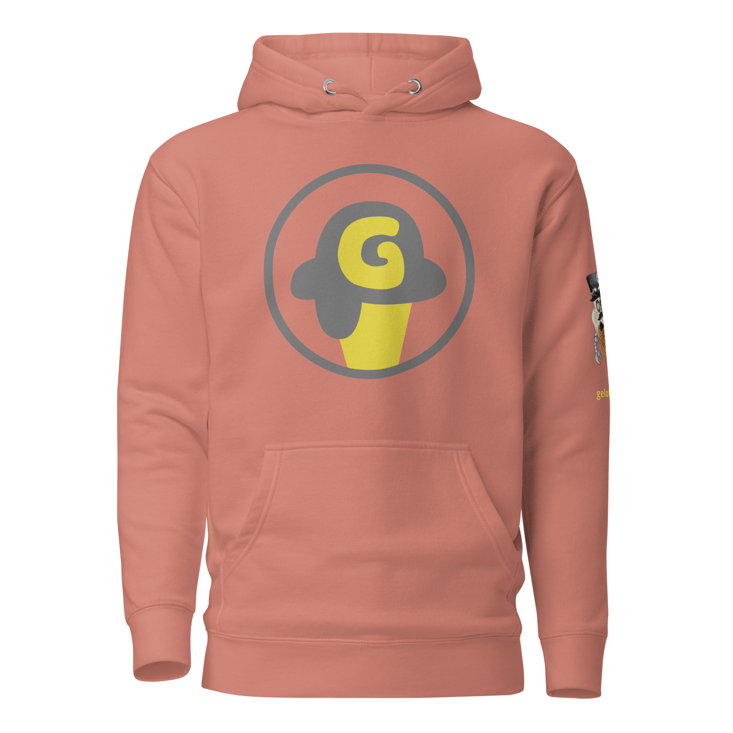 Series 1 NFT / Gelotto logo Unisex Hoodie (grey and yellow logo)