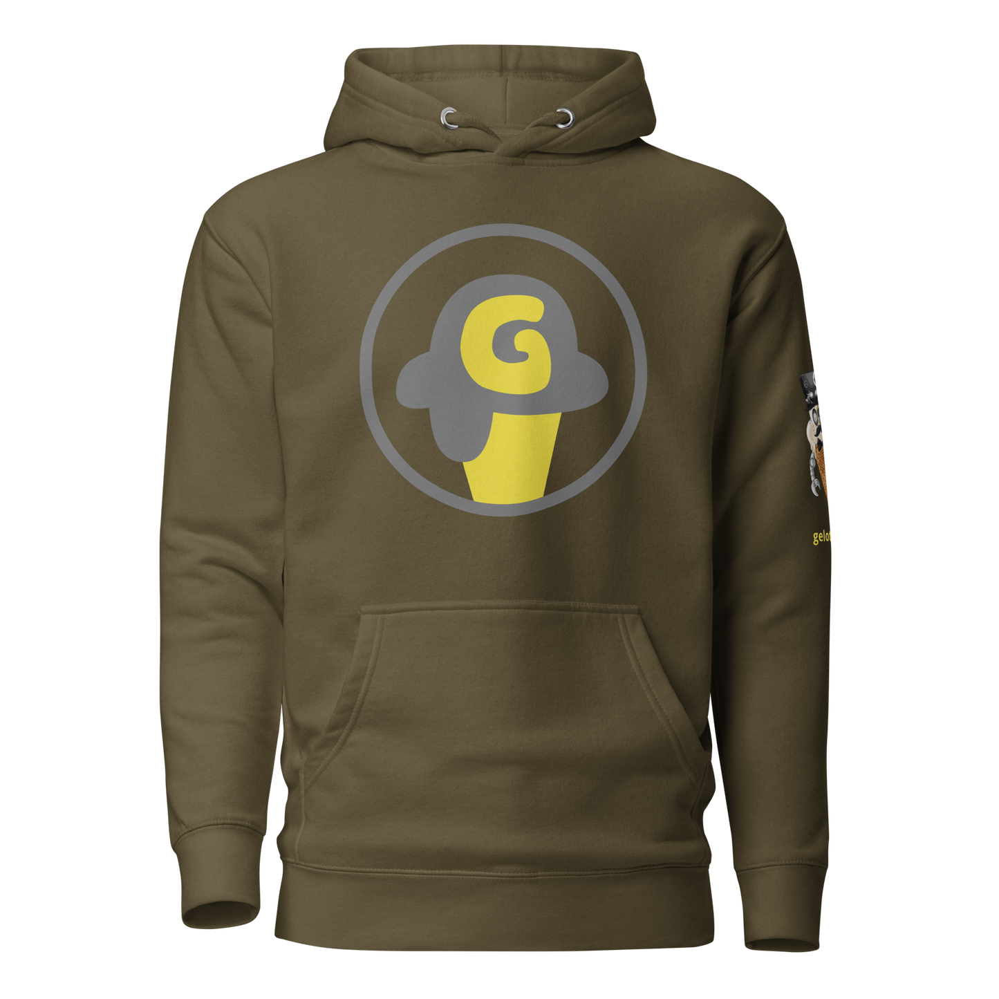 Series 1 NFT / Gelotto logo Unisex Hoodie (grey and yellow logo)