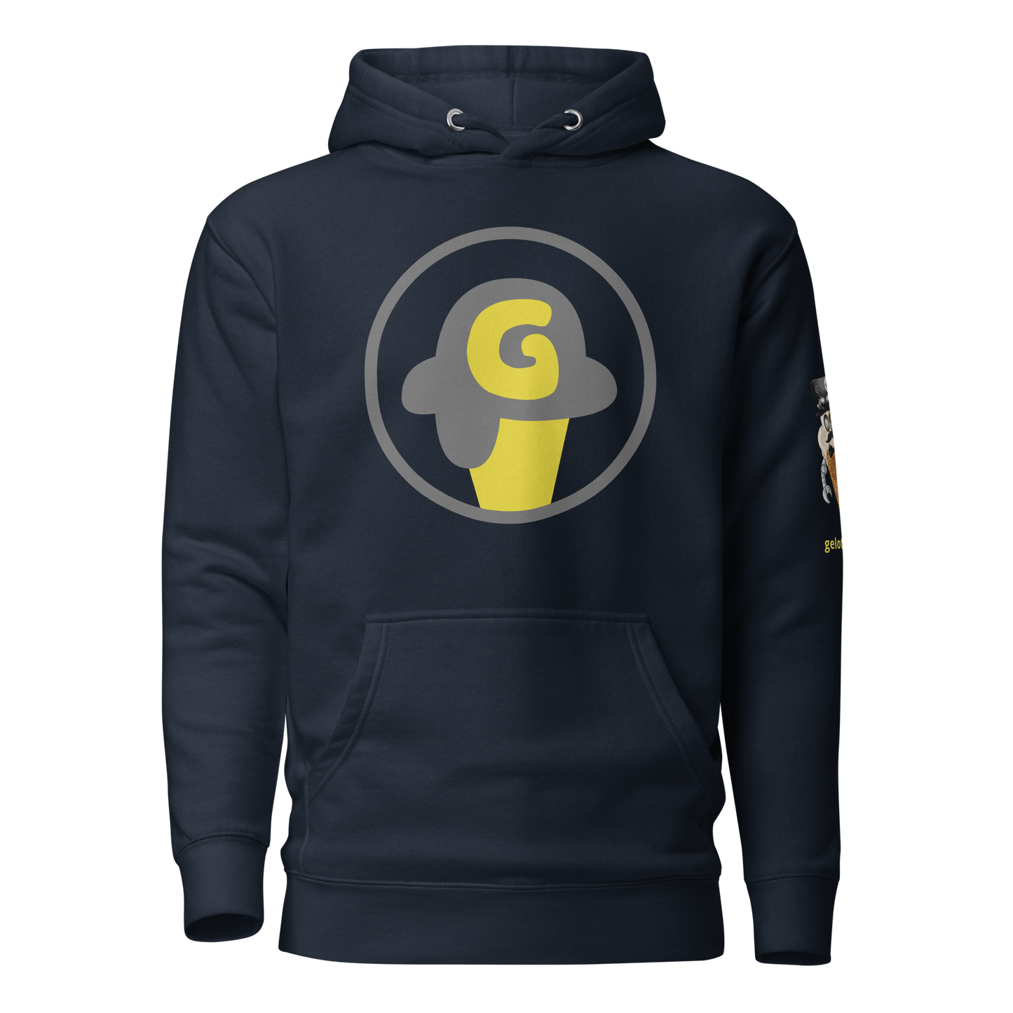 Series 1 NFT / Gelotto logo Unisex Hoodie (grey and yellow logo)