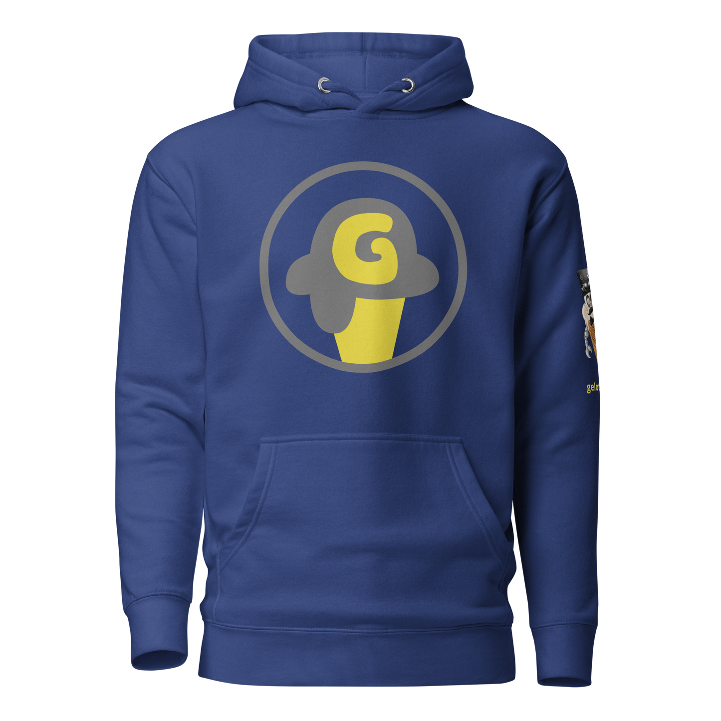 Series 1 NFT / Gelotto logo Unisex Hoodie (grey and yellow logo)