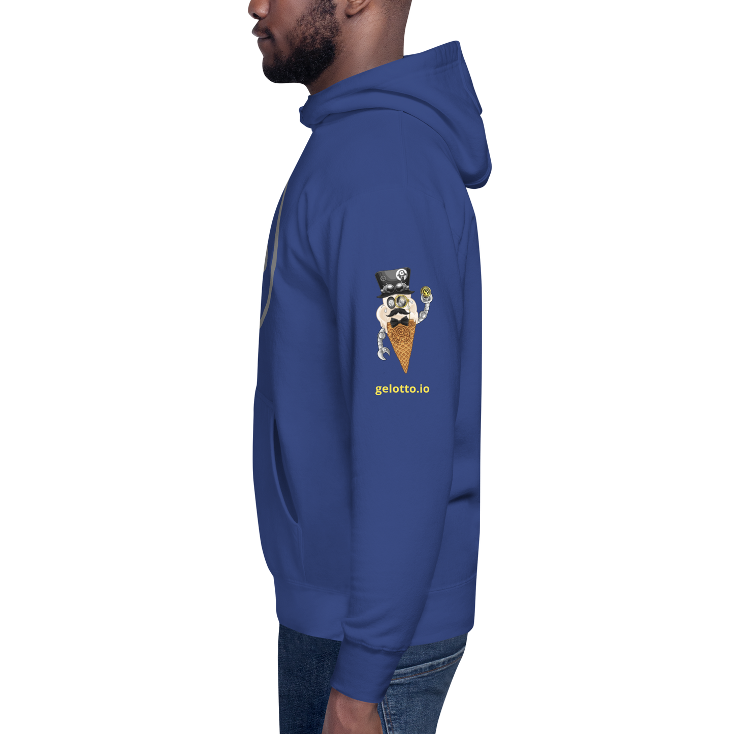 Series 1 NFT / Gelotto logo Unisex Hoodie (grey and yellow logo)