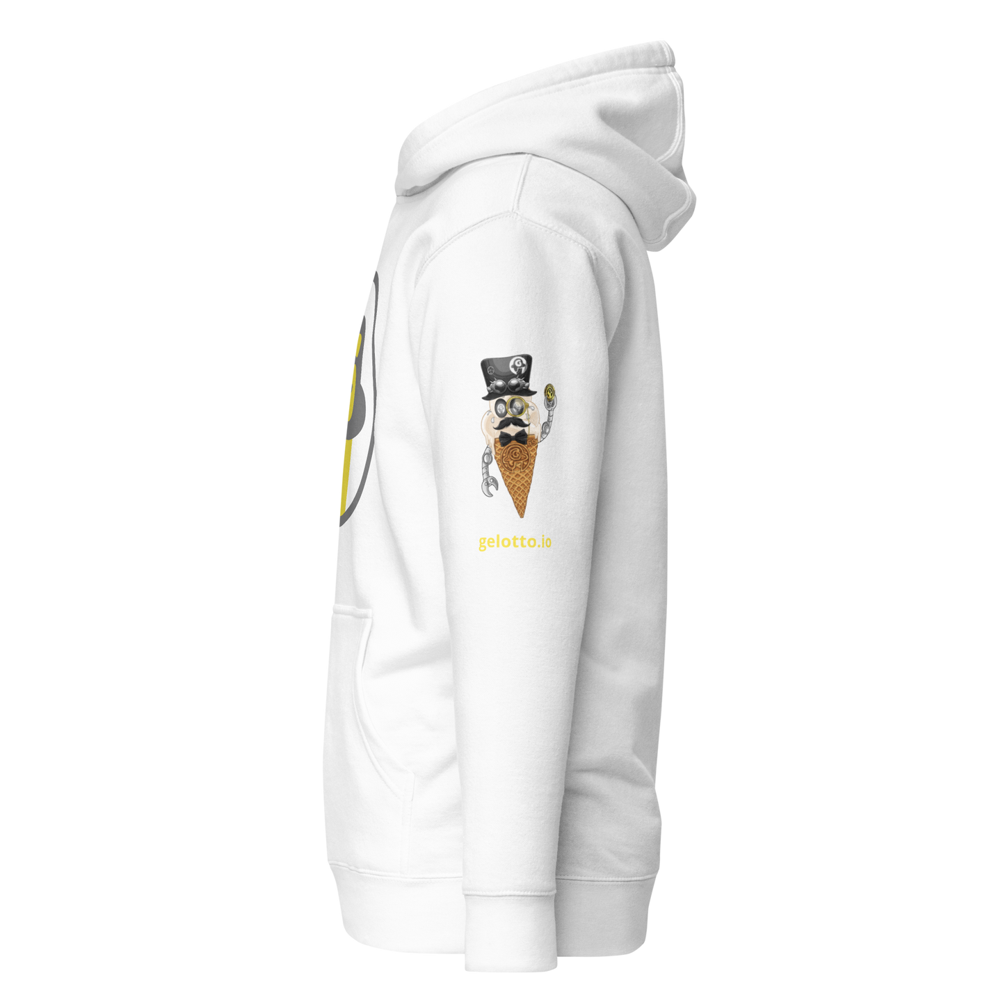 Series 1 NFT / Gelotto logo Unisex Hoodie (grey and yellow logo)