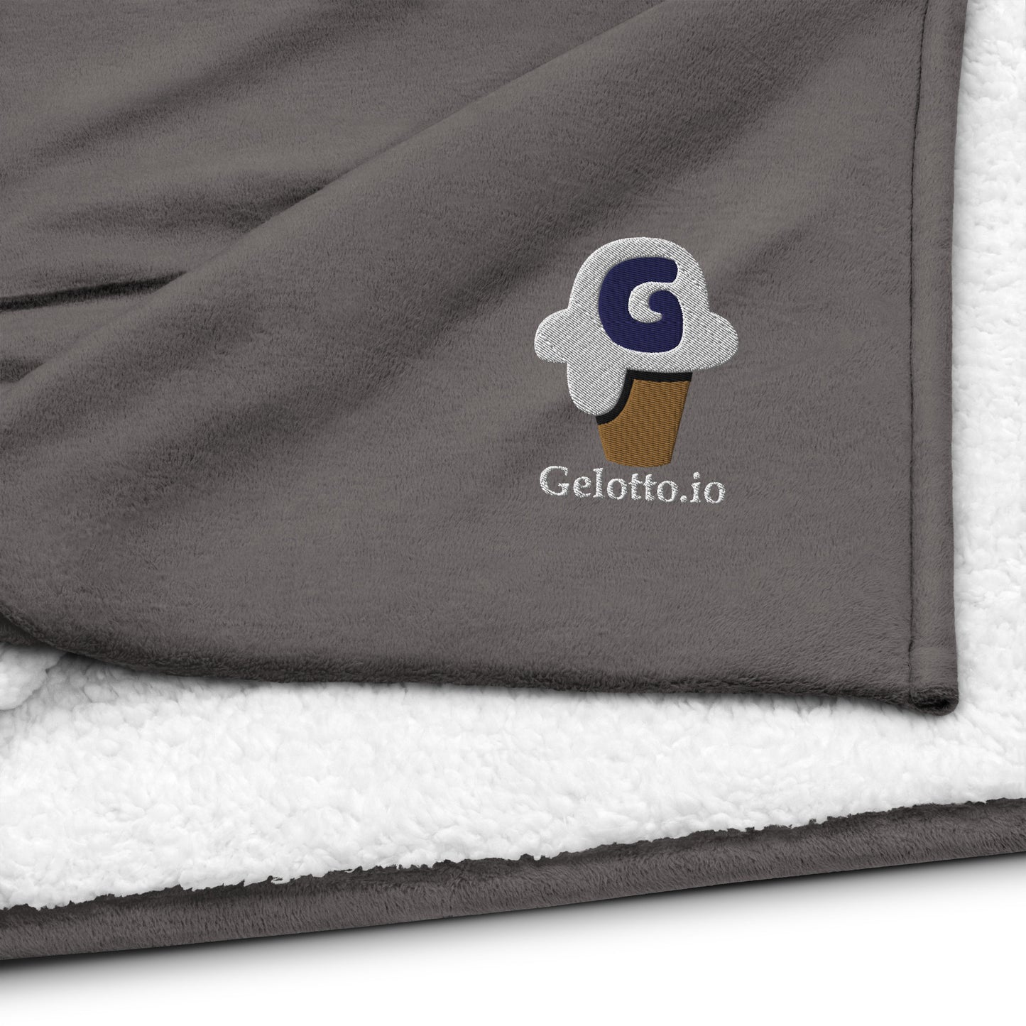 Gelotto logo Super-Soft sherpa blanket (grey and black logo)