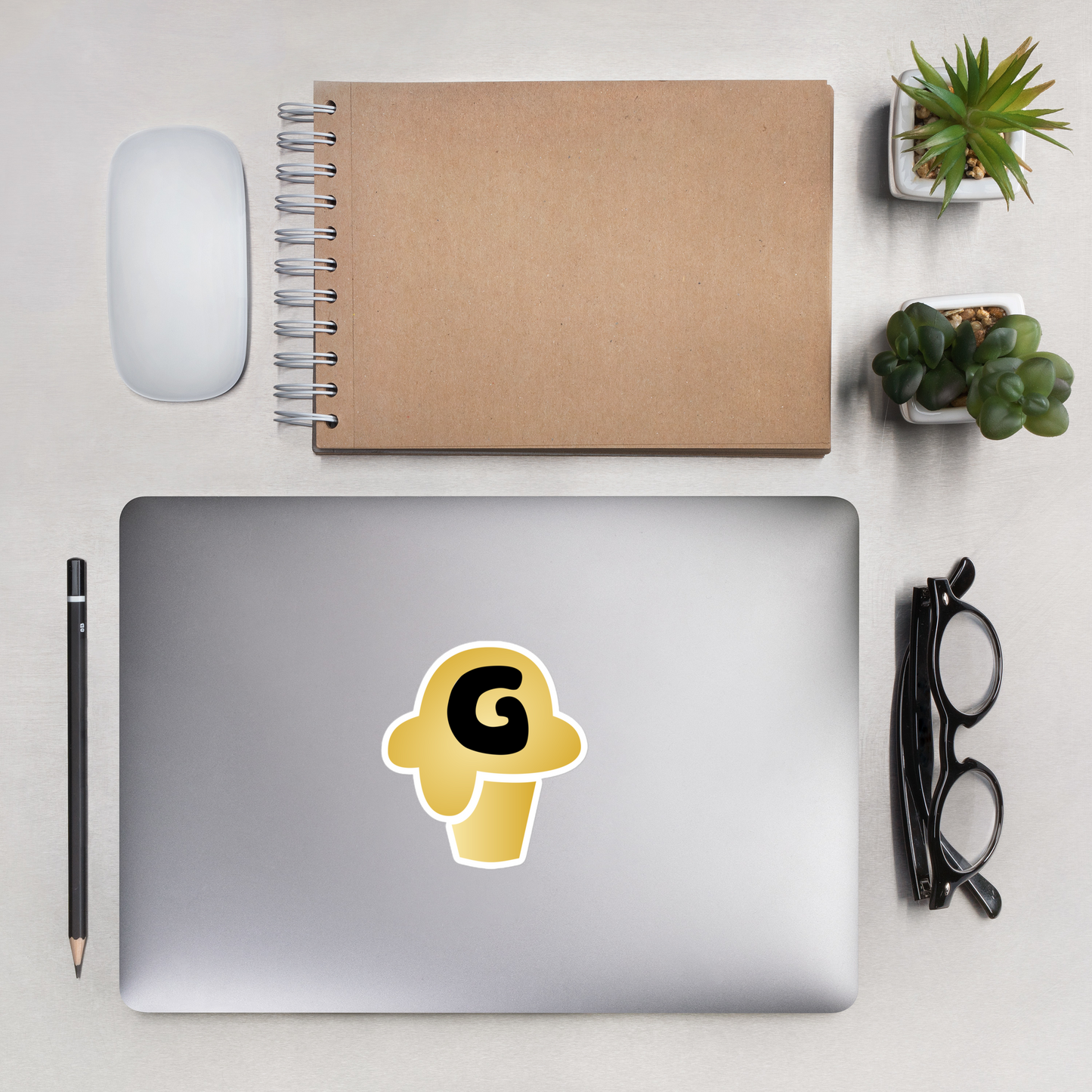 Gelotto logo Bubble-free stickers (gold and black logo)