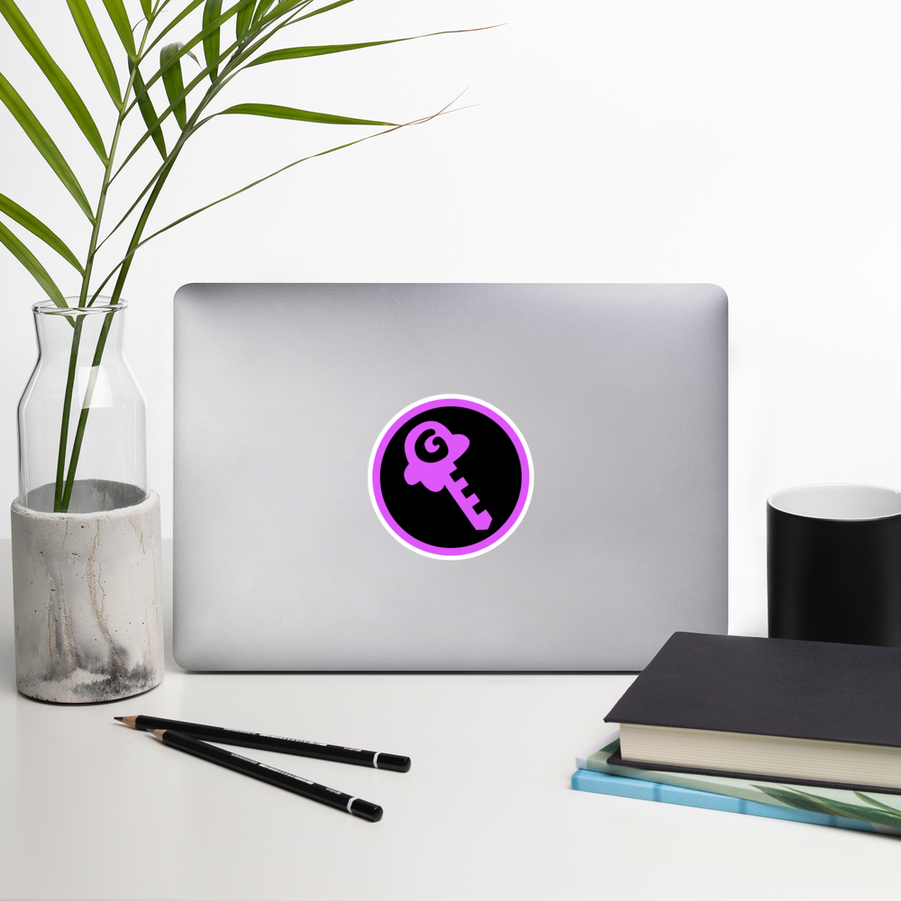 Gkey logo bubble-free stickers (pink and black logo)
