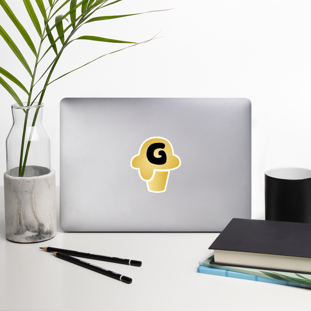 Gelotto logo Bubble-free stickers (gold and black logo)