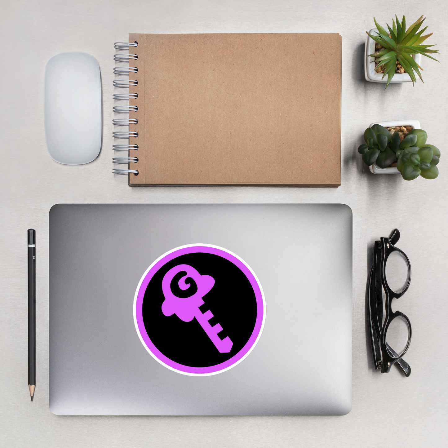 Gkey logo bubble-free stickers (pink and black logo)