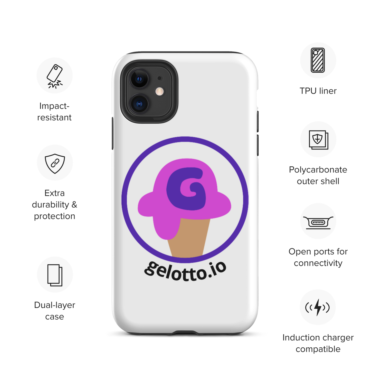 Gelotto logo Tough iPhone case (OG logo)