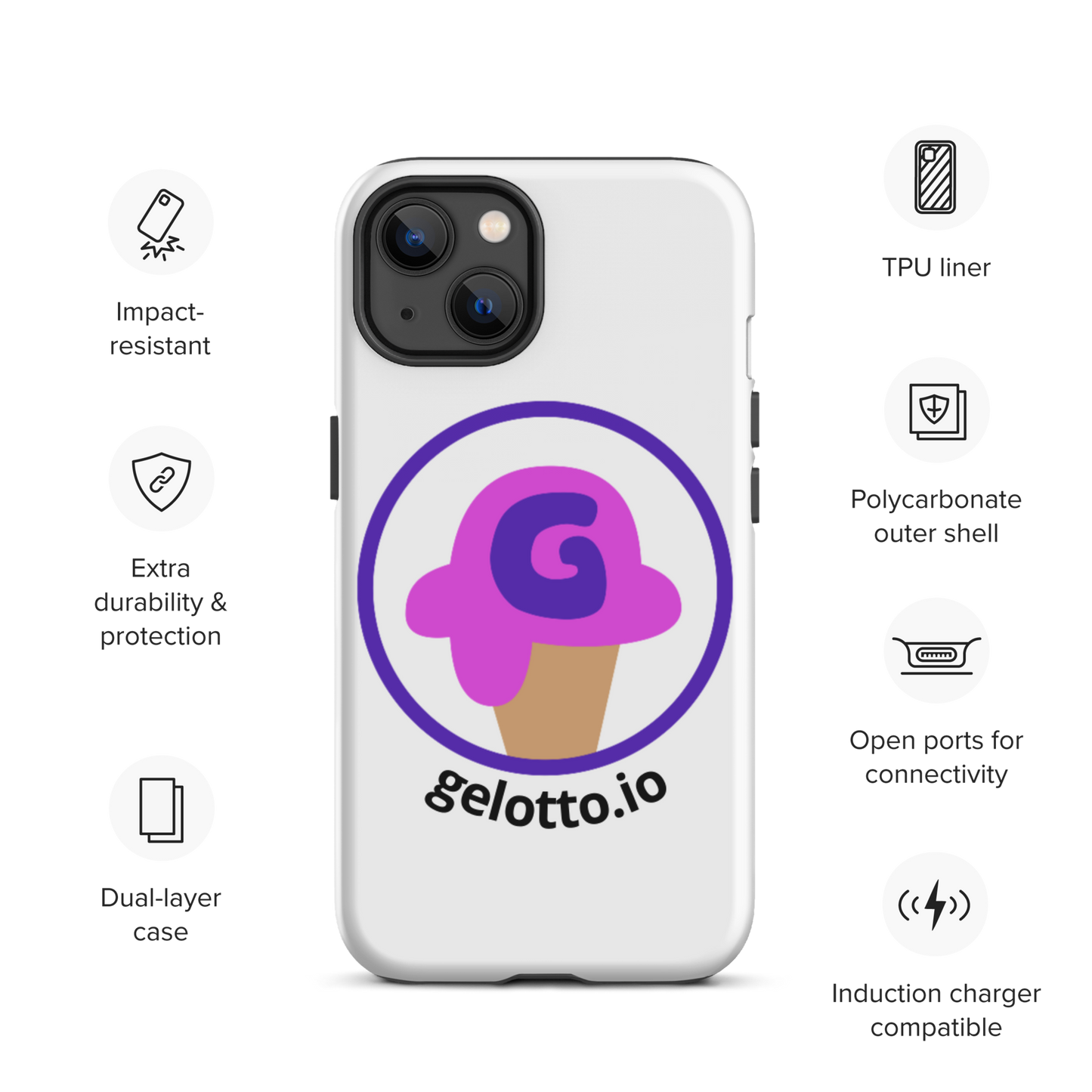 Gelotto logo Tough iPhone case (OG logo)