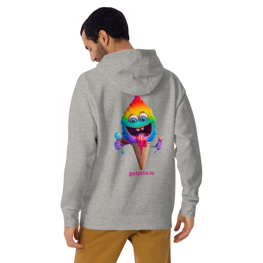 Unisex Hoodie Rainbow Mostro on back, OG on front