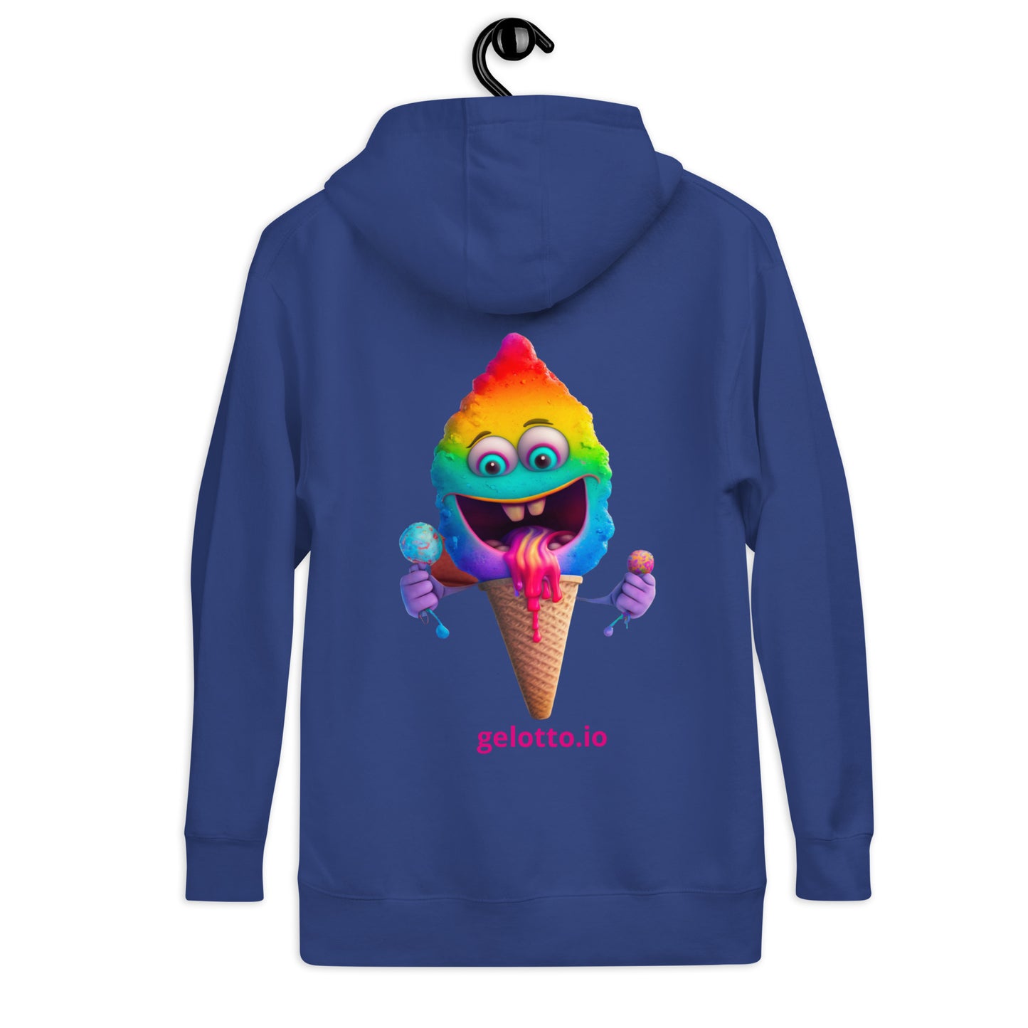 Unisex Hoodie Rainbow Mostro on back, Gold G on front