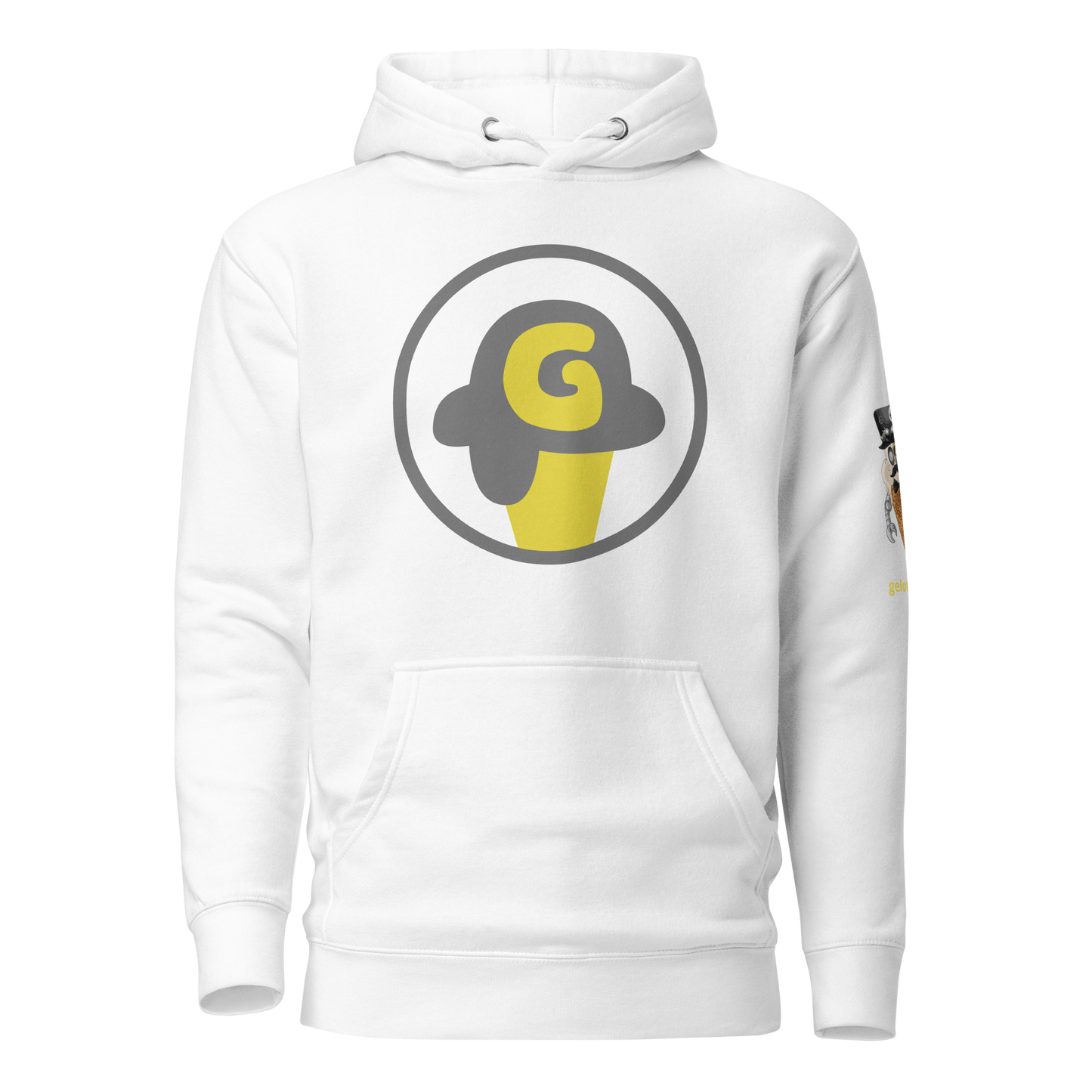 Series 1 NFT / Gelotto logo Unisex Hoodie (grey and yellow logo)